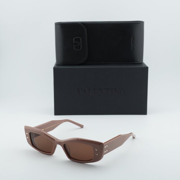 Valentino V-QUATTRO VLS-109H Rectangle Sunglasses - Caramel/Brown - Picture 7 of 10